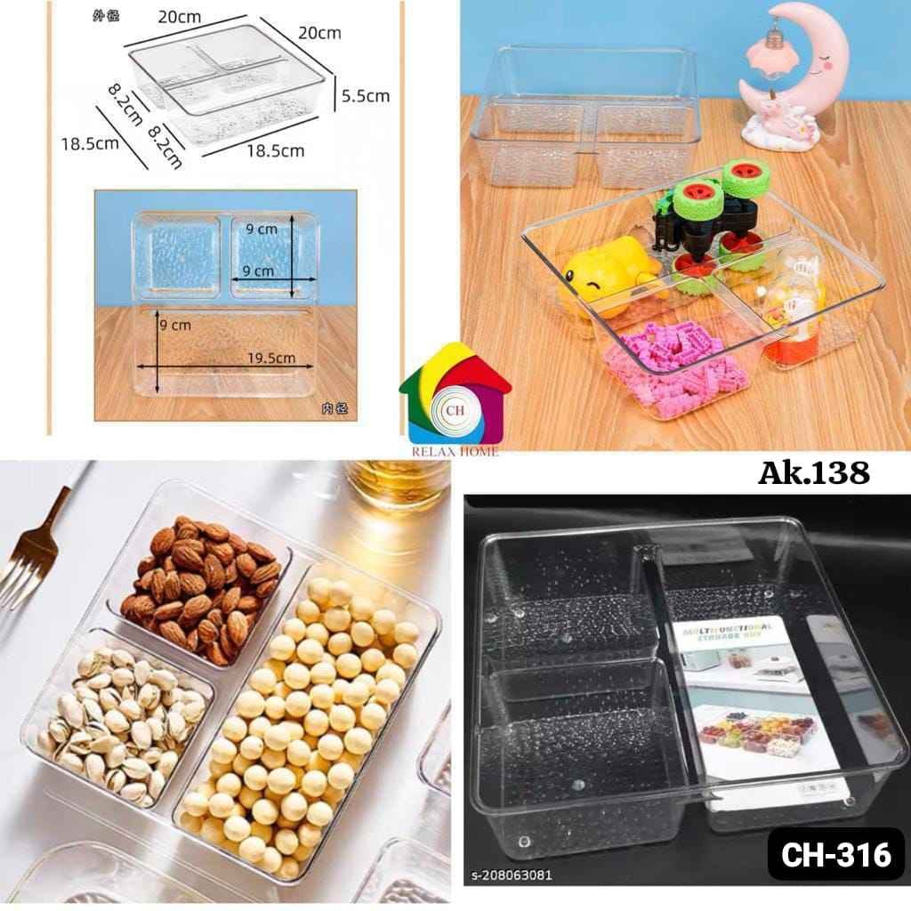 Acrylic 3 Compartment Tray