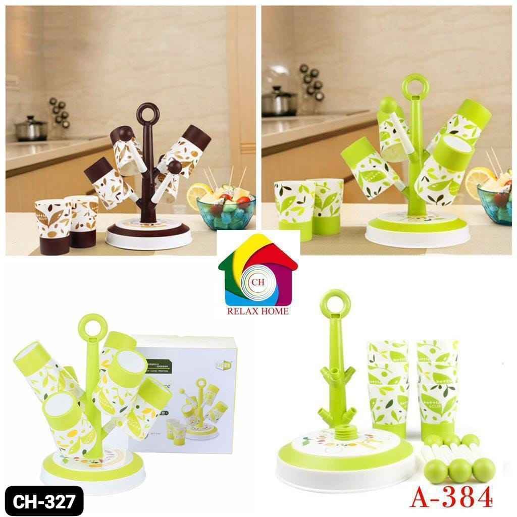 6pcs glass set with glass holder Stand