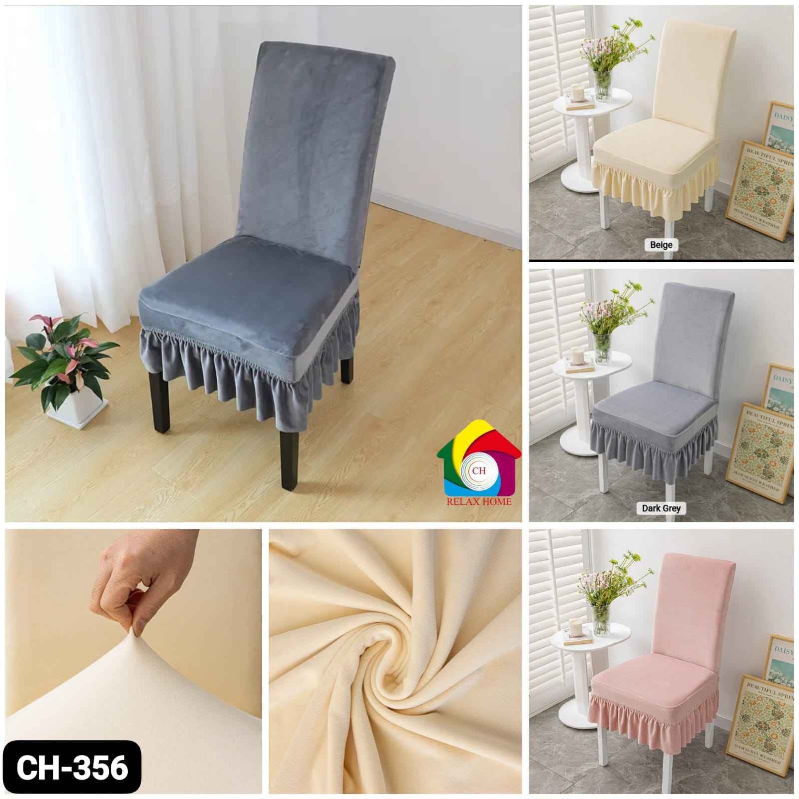 Velvet Elastic Chair Cover with Frills