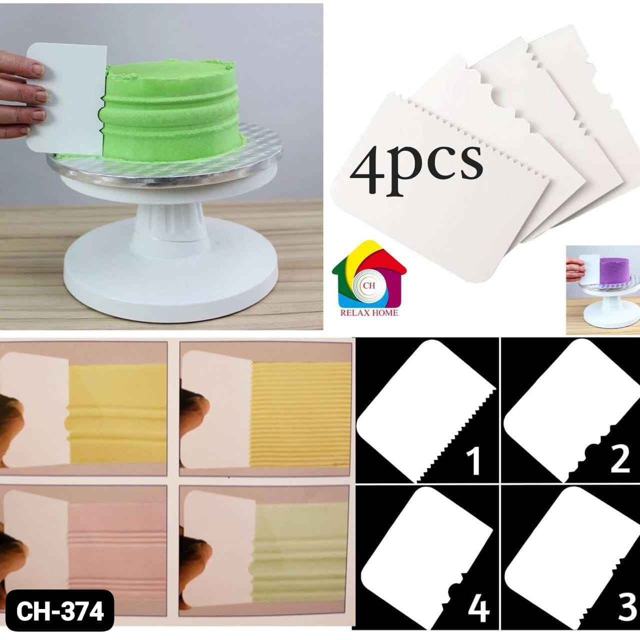 4pcs Plastic Cake Scraper