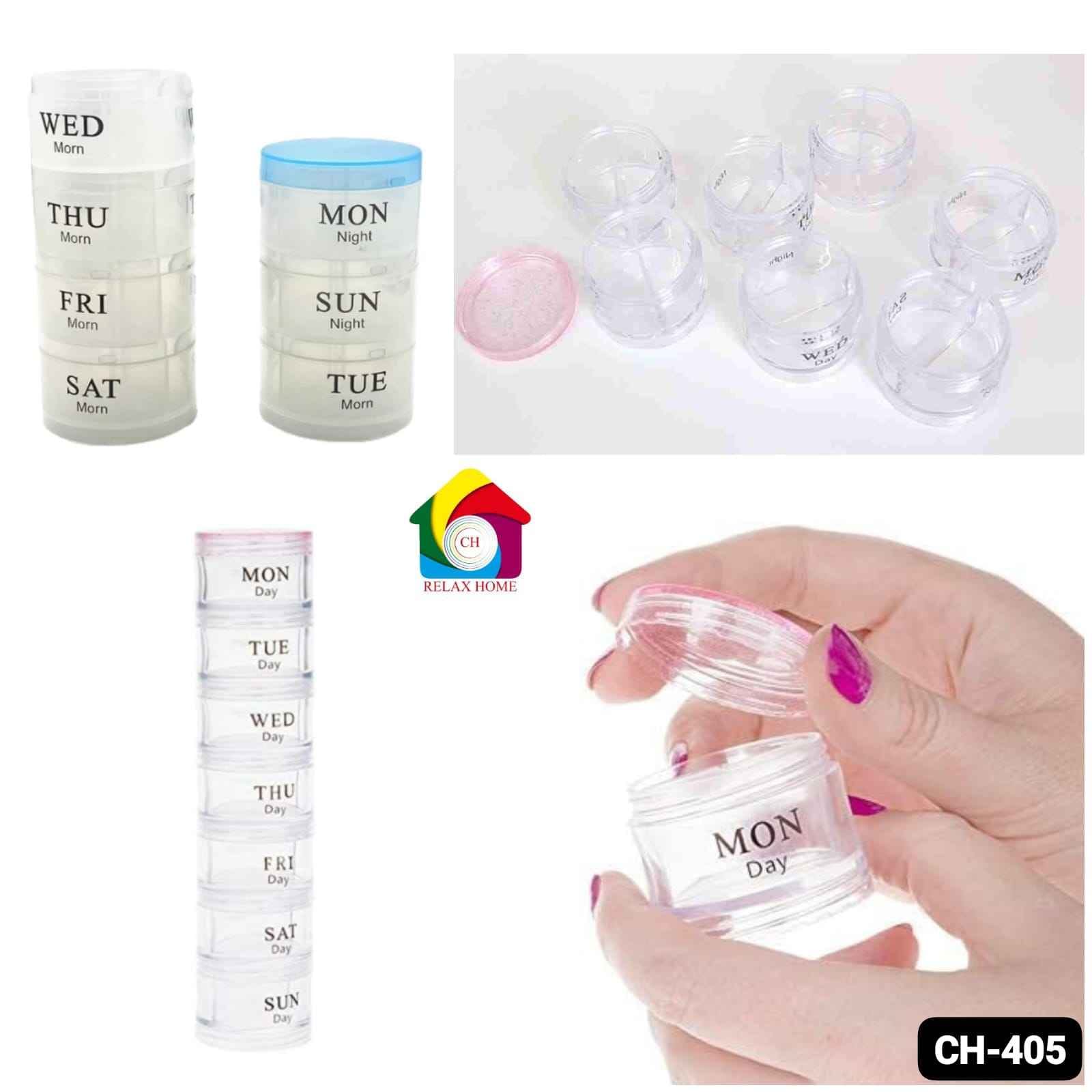 7 Days, 2 Times a Day Compact Round Pill Box