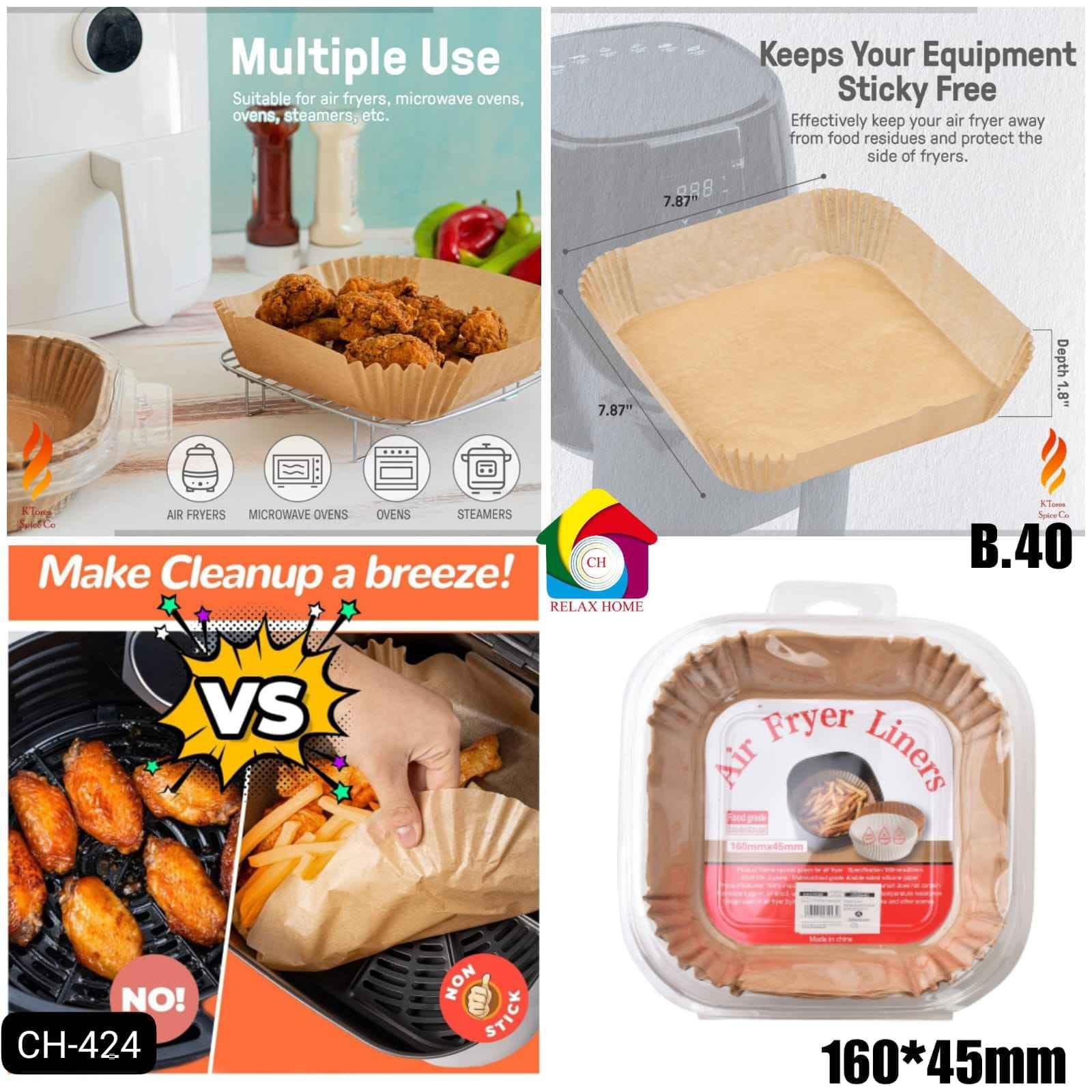 50pcs Square Air Fryer Paper