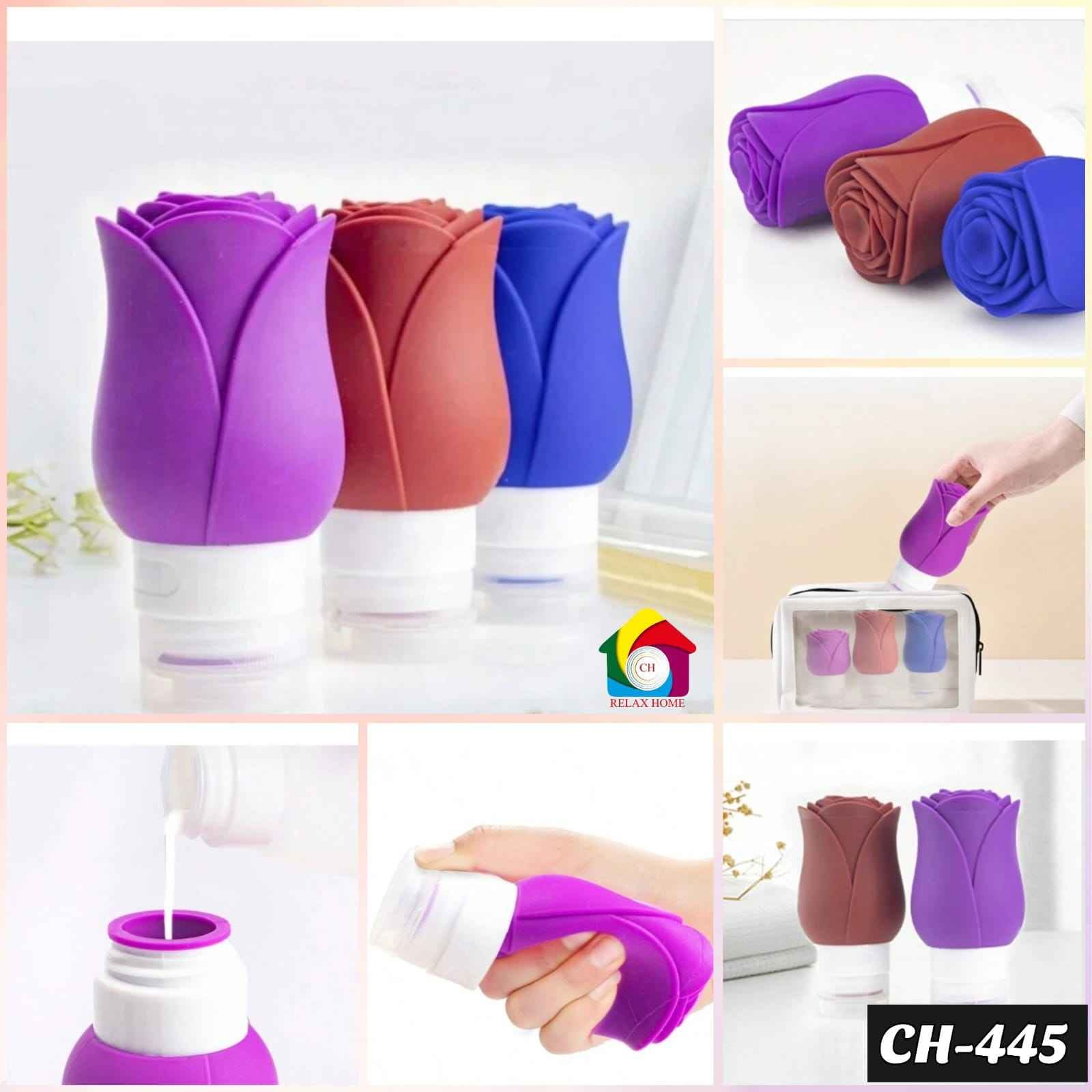 2pcs Rose Silicone Lotion Bottle Set