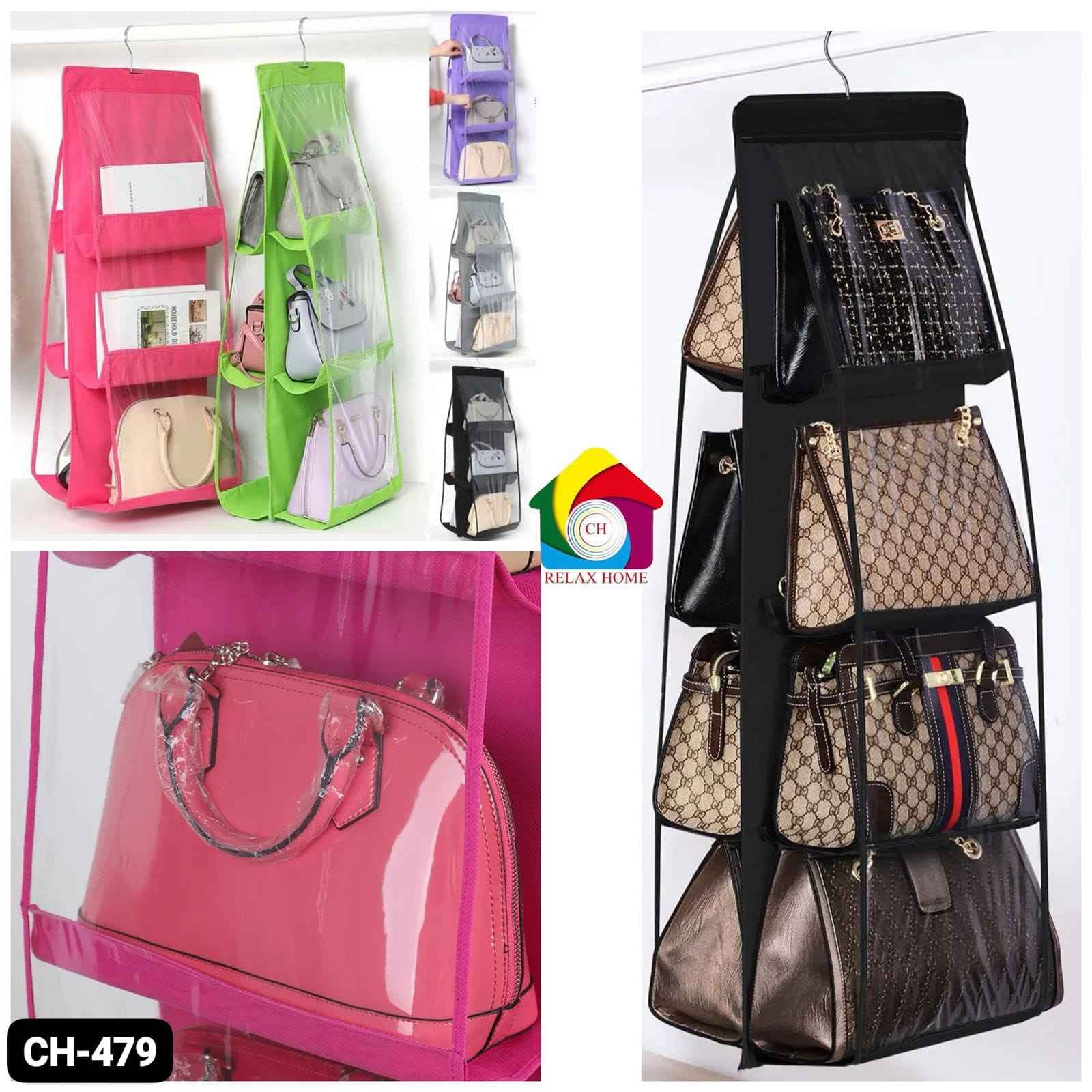6 Pockets Hanging Handbag Bag