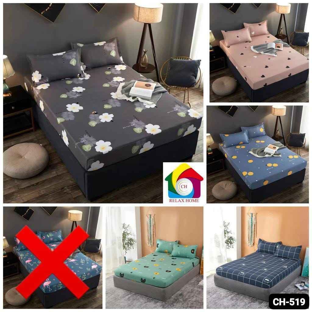 Elastic printed Cotton Double Bed cover