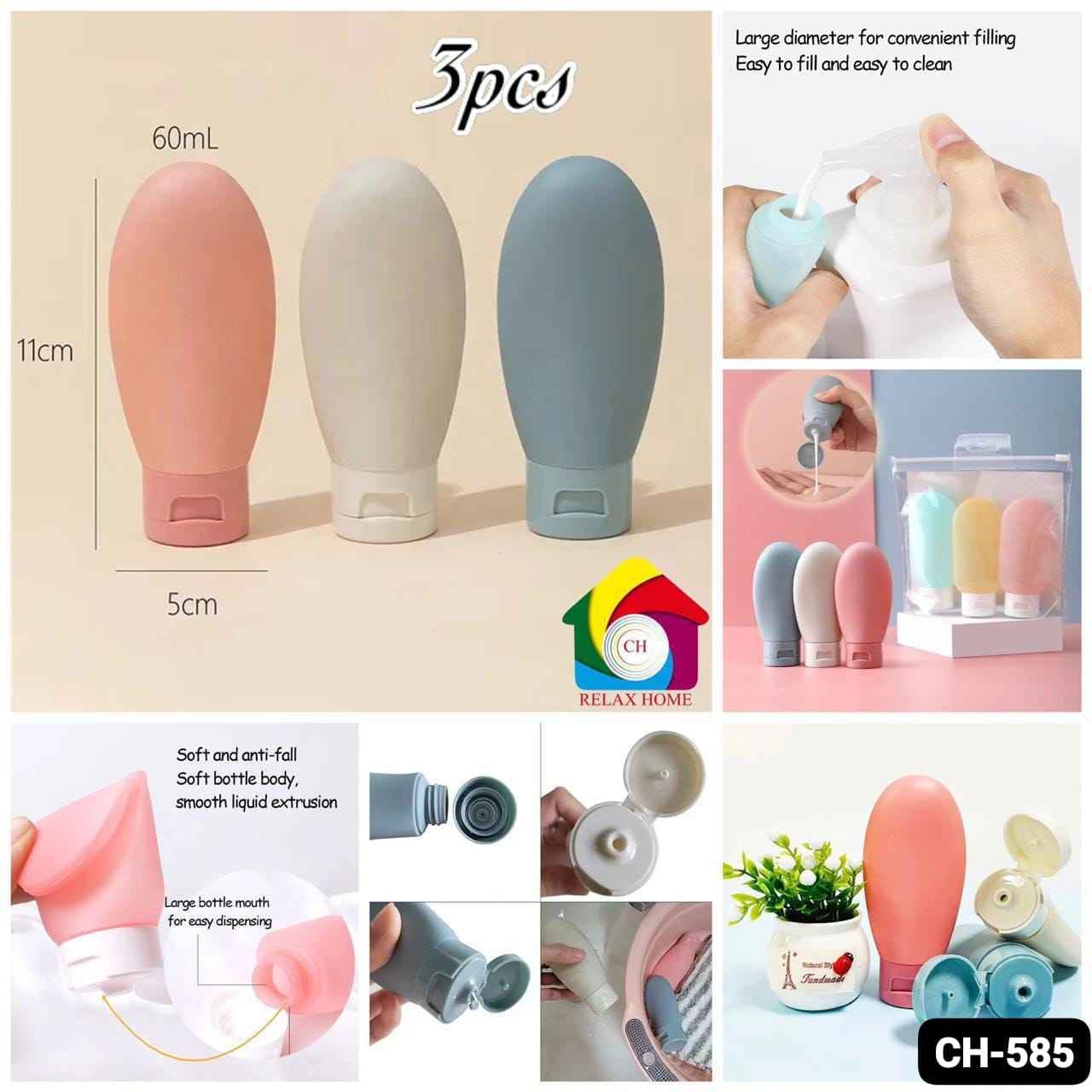 3pcs Plastic Travel Lotion Bottle