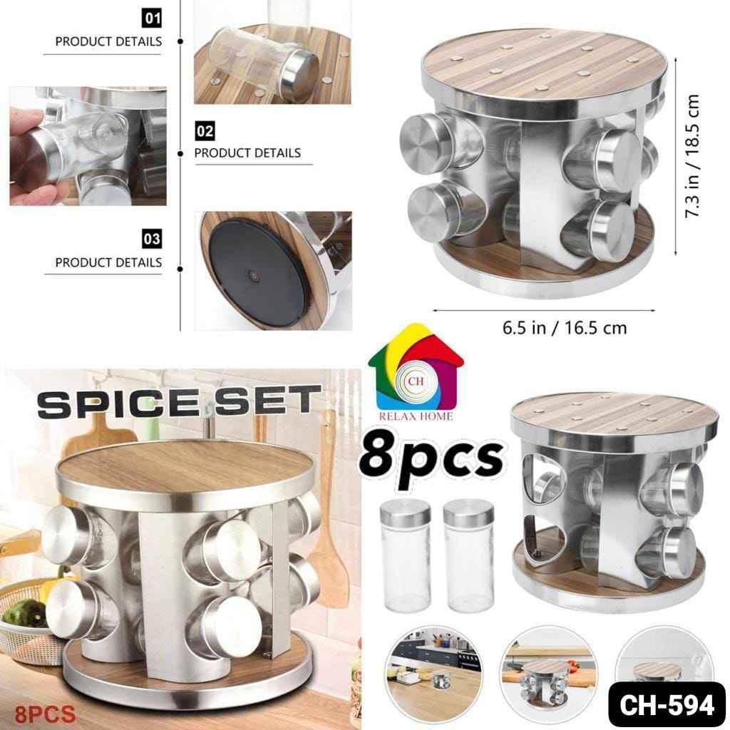 8pcs SS Rotating Spice Jar