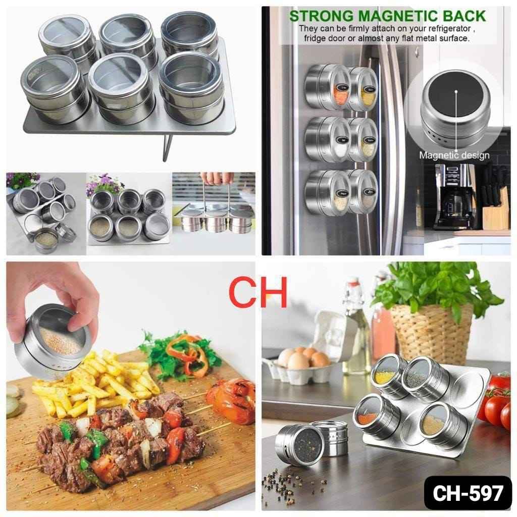 6 Pcs SS Spice Jar