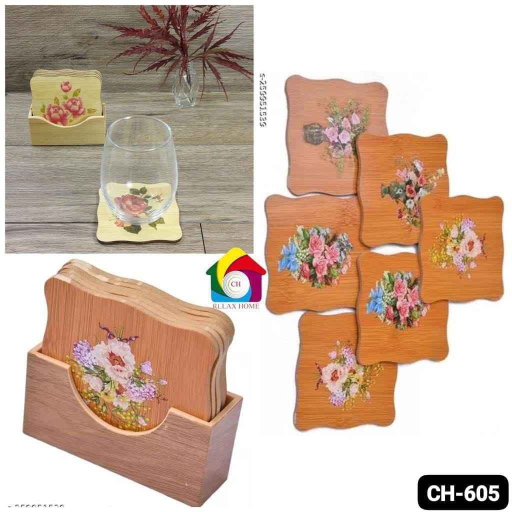 6pcs Wooden Coaster