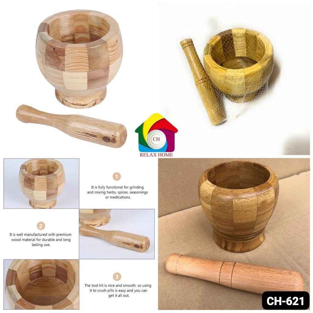 Big Wooden Mortar and Pestle Set