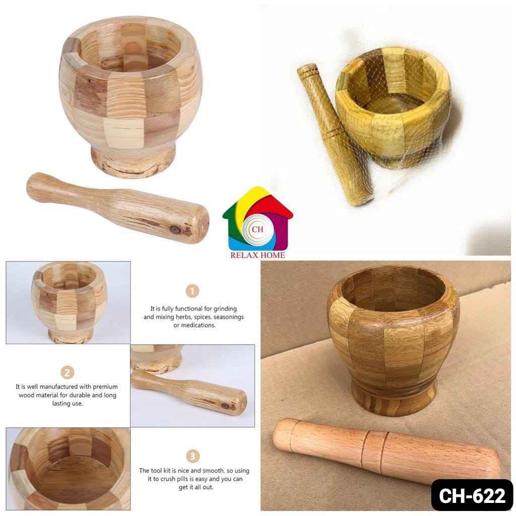 Small Wooden Mortar and Pestle Set