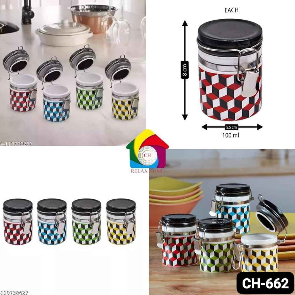 4pcs Ceramic Spice Jars Set
