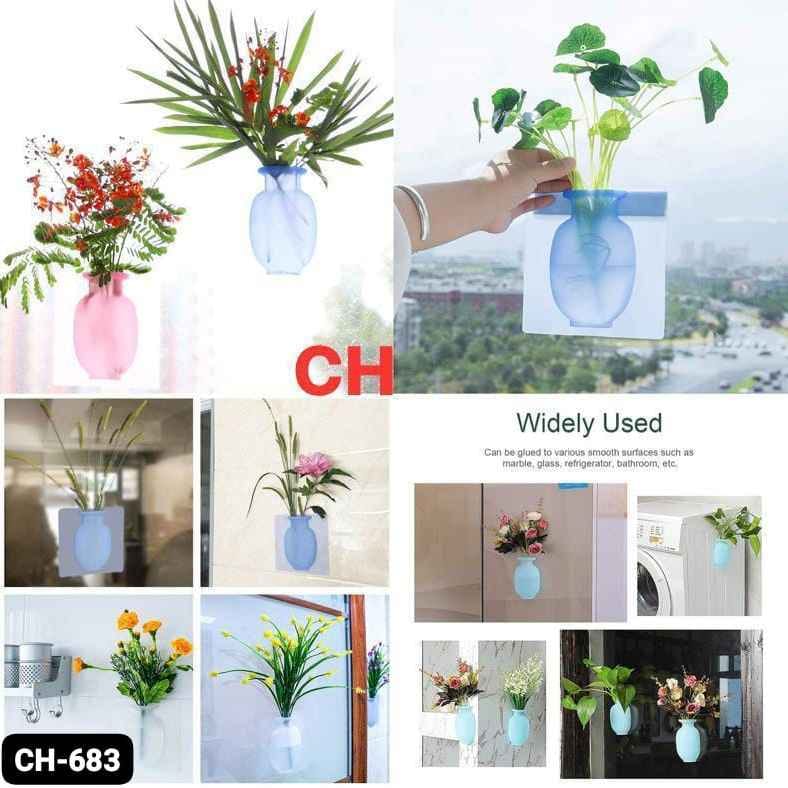Silicone sticker flower vase
