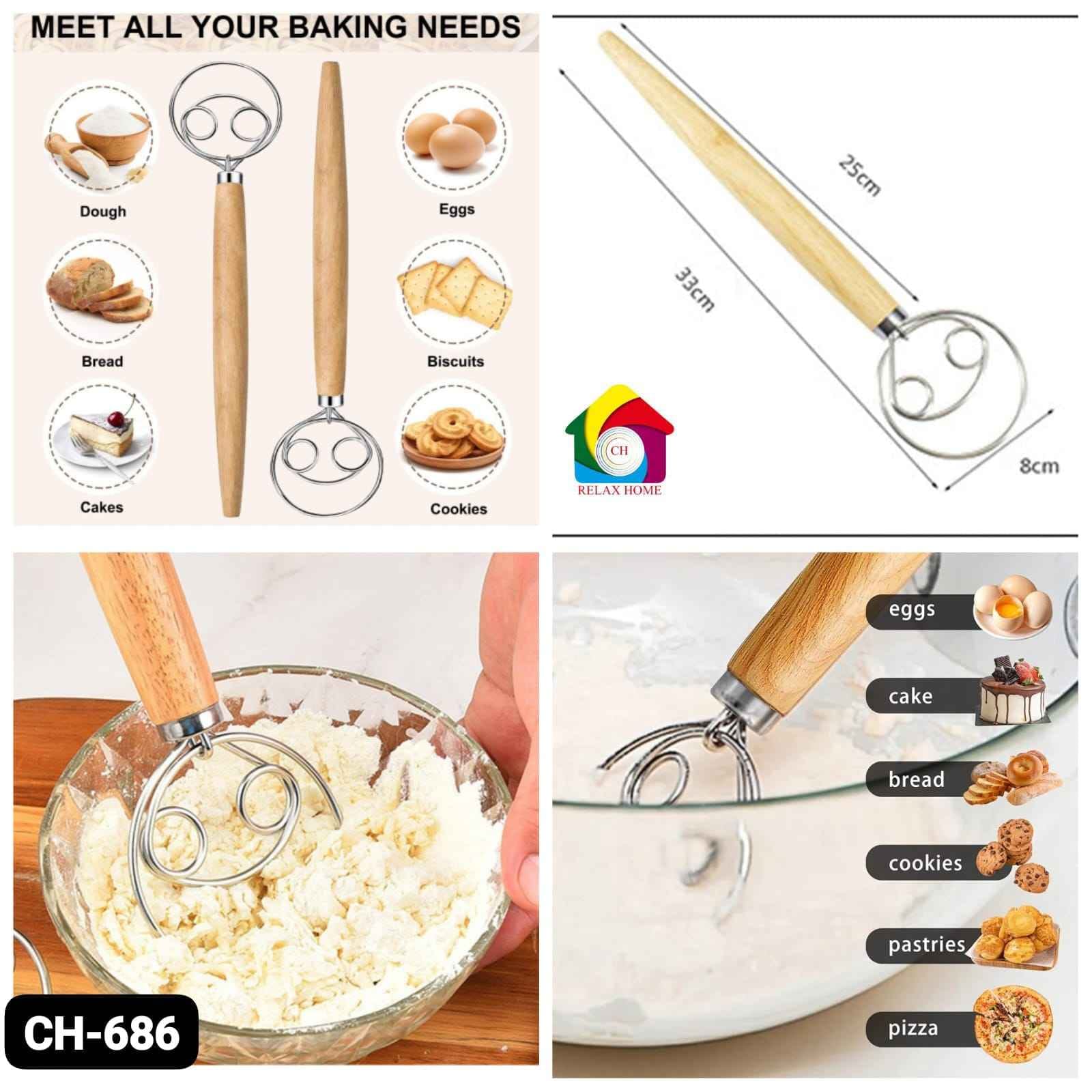 Wooden Dough Hand Mixer