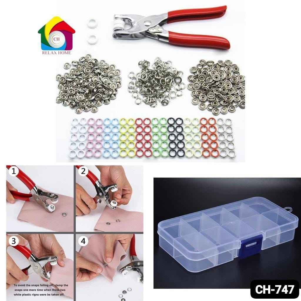 Multicolor Button Snap Fasteners Kit