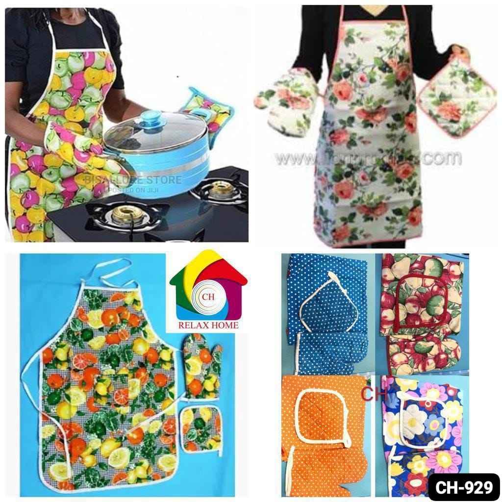 3pcs Cotton printed Apron, Glove And Pot Holder