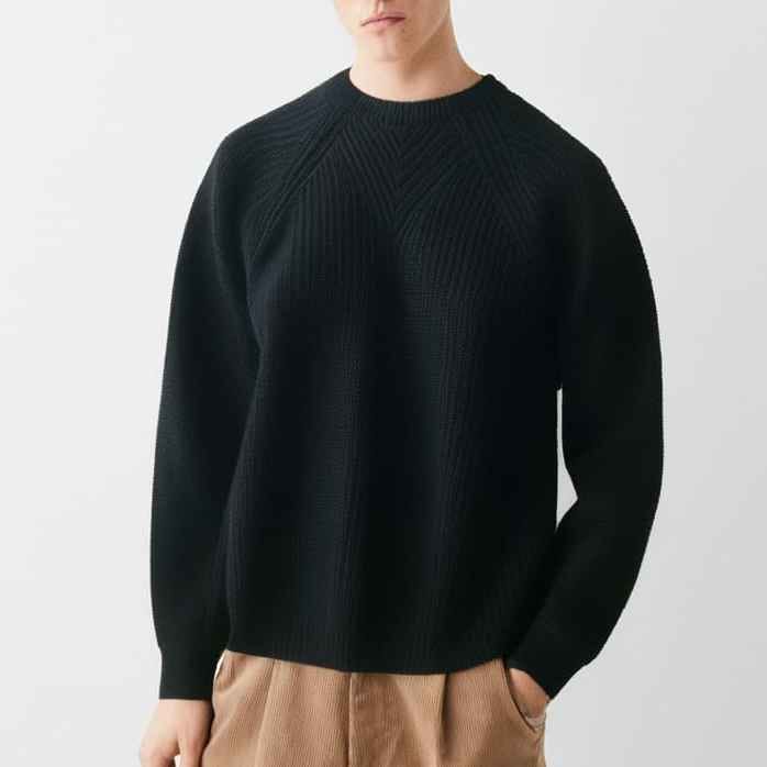 BERSHKA PURL KNIT JUMPER BLACK