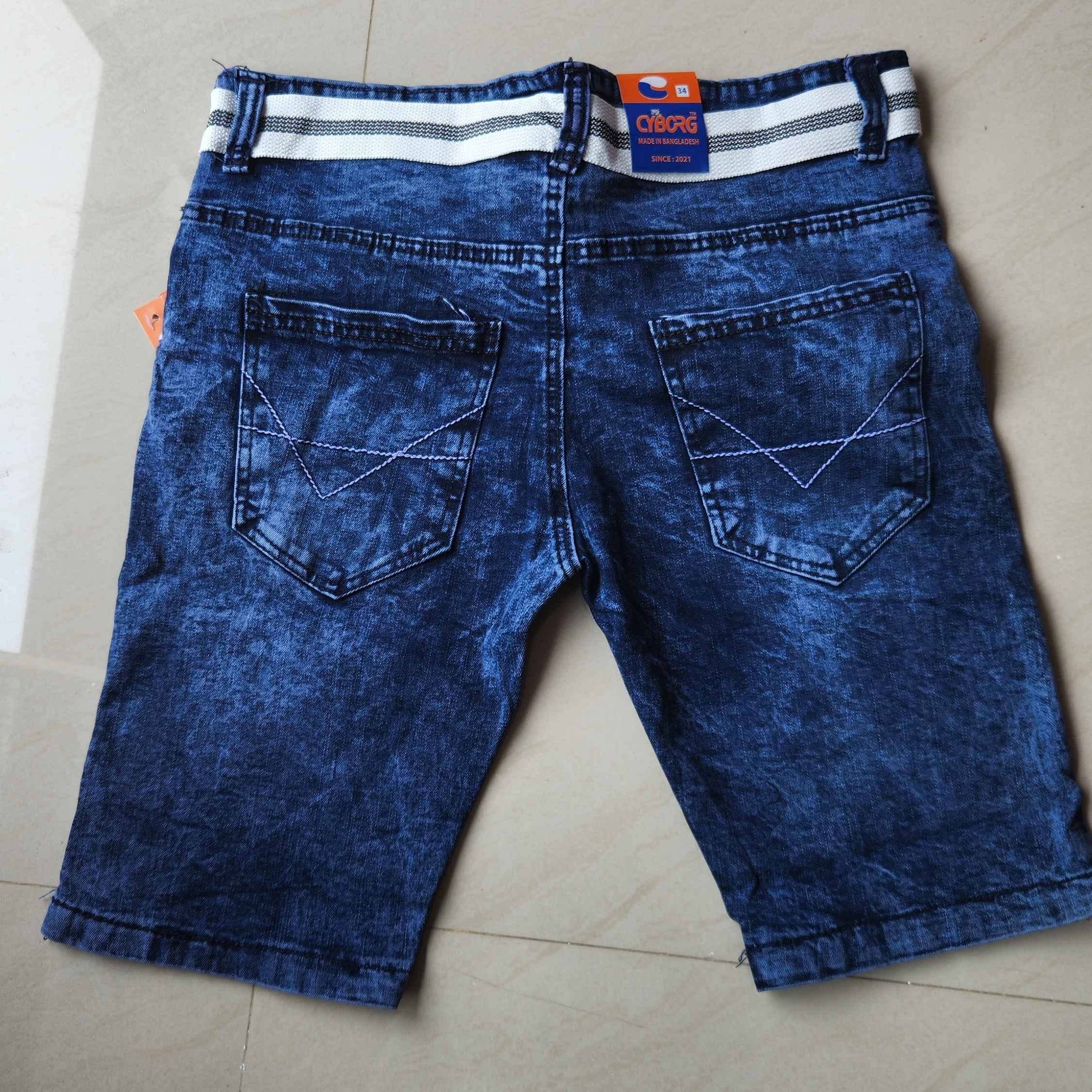 CYBORG Self Design Men Dark Blue Denim Shorts