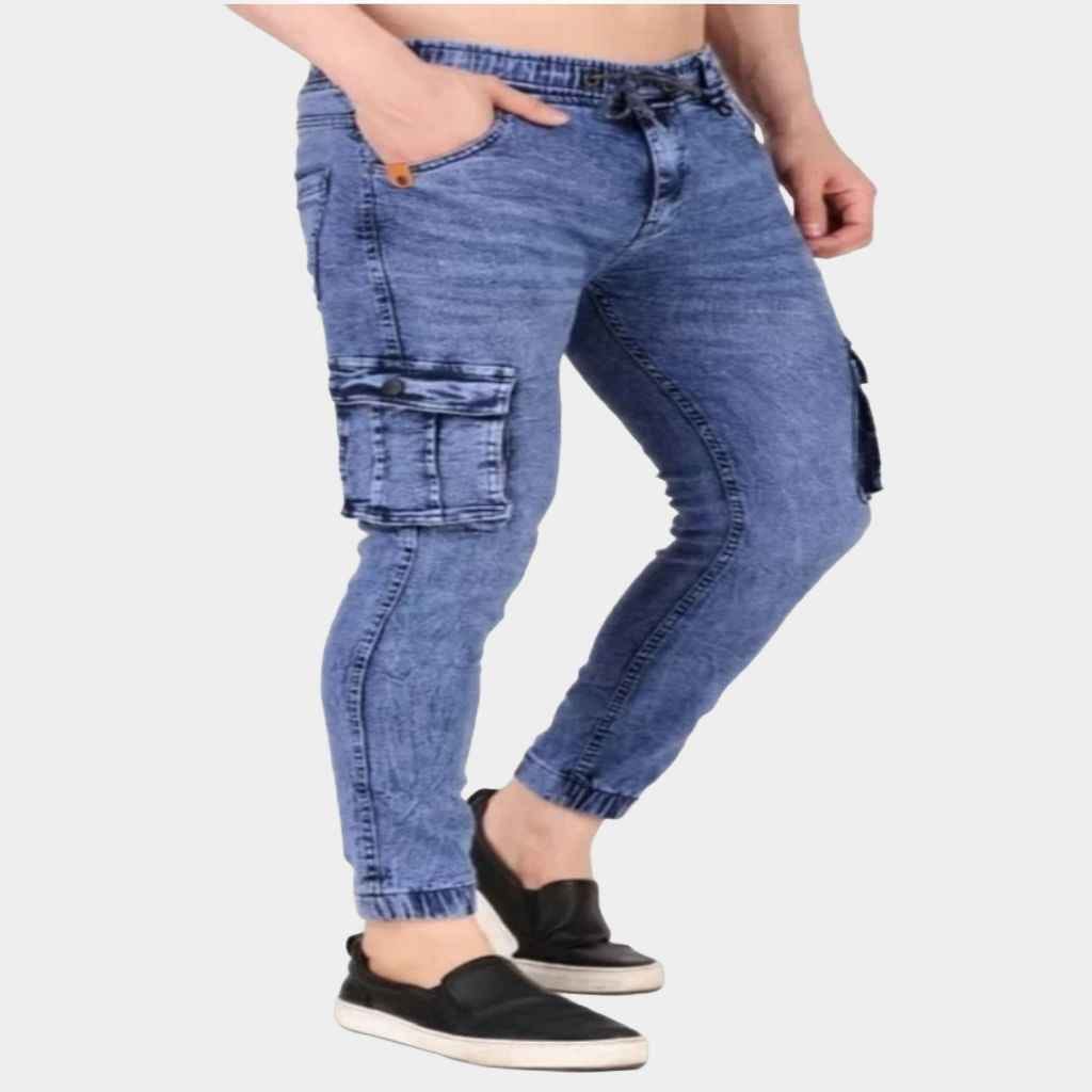 Men Jogger Fit shafin Light Blue Jeans