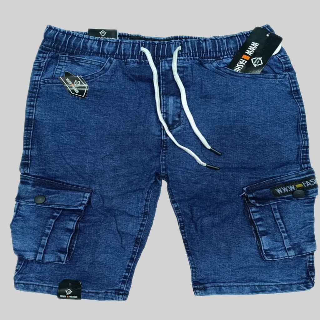 Solid Men Denim Dark Blue Denim Shorts 6 Pocket