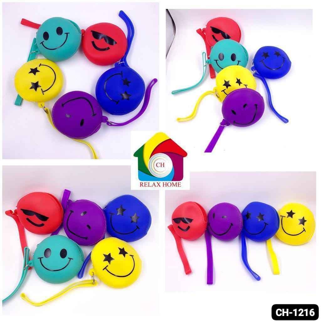 Silicone smiley coin pouch