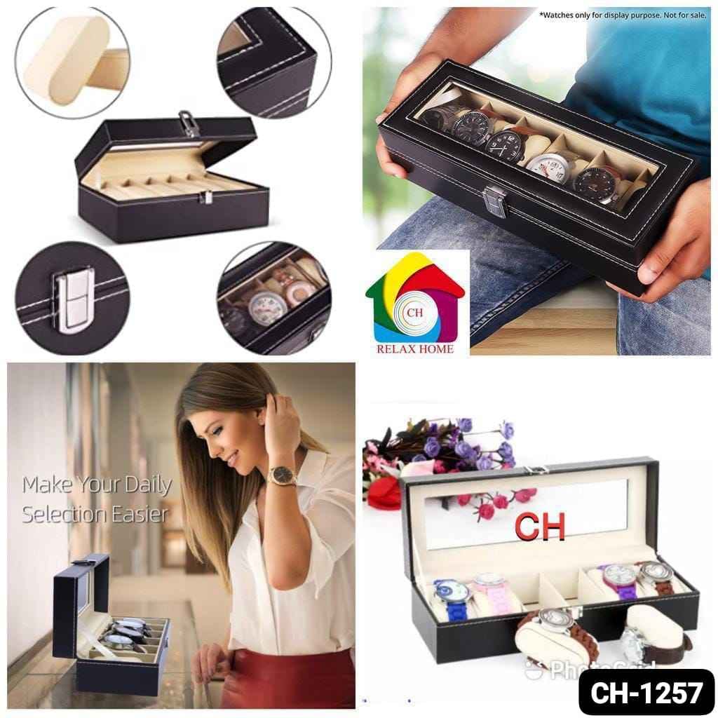 6 Slot Leather Watch Box