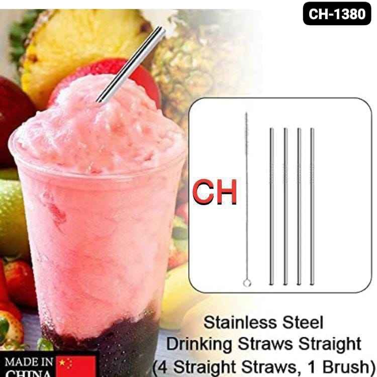 4pcs SS Straw With Brush
