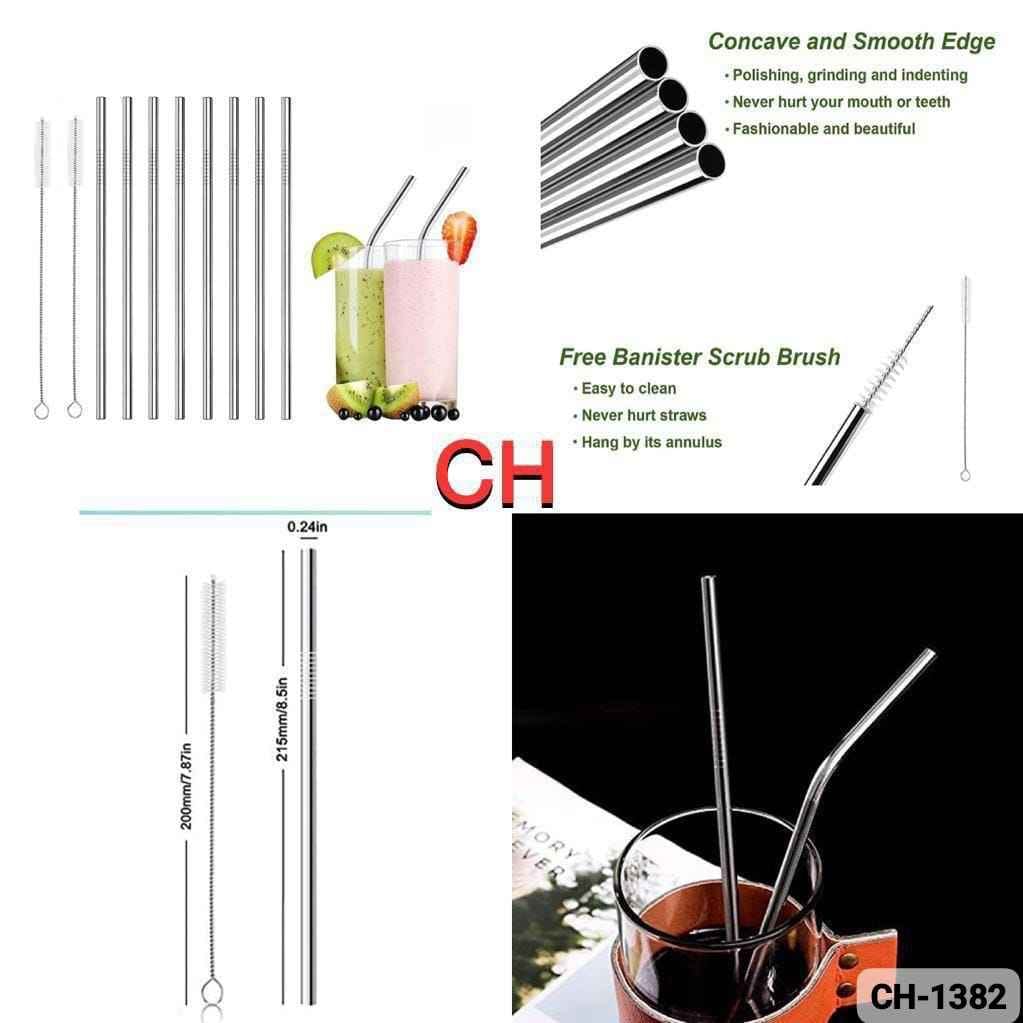 8pcs SS Straw With Brush