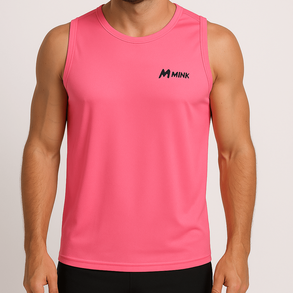 MINK Men Round Neck Polyester PINK T-Shirt
