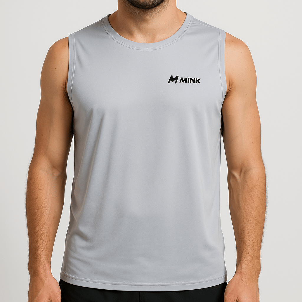 MINK Men Round Neck Polyester GREY T-Shirt