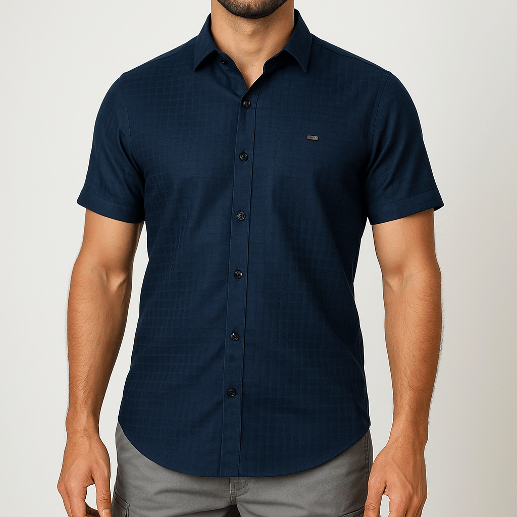 H/S PLAIN CHEX BLUE
