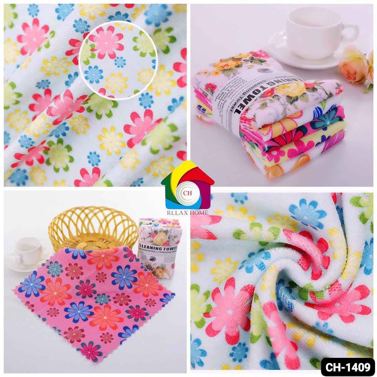 5pcs Flower prt Kitchen Napkin