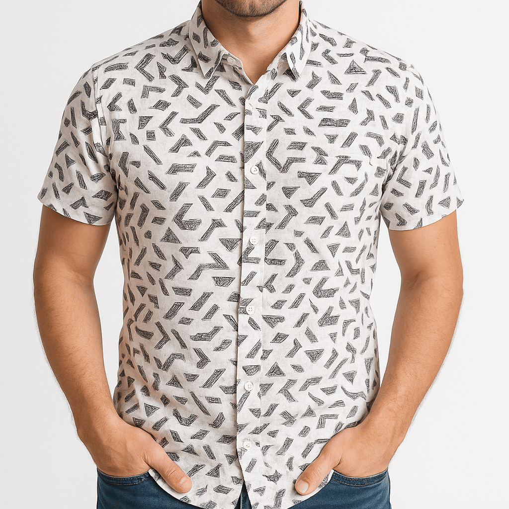 RED FAB PRINTED LINEN WHT_GRY