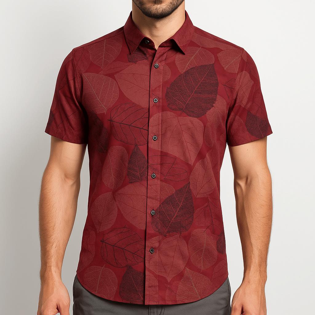 RED FAB BURGUNDY PRINTED RAYON