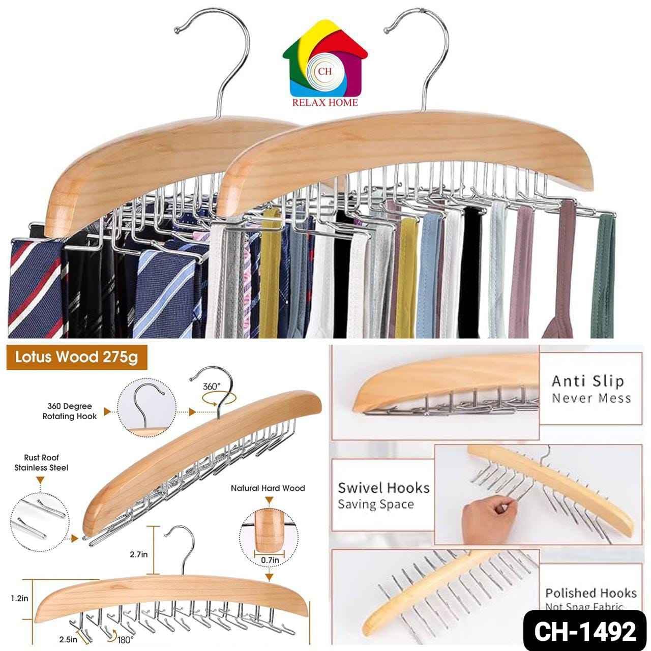 24 Hook Wooden Hanger