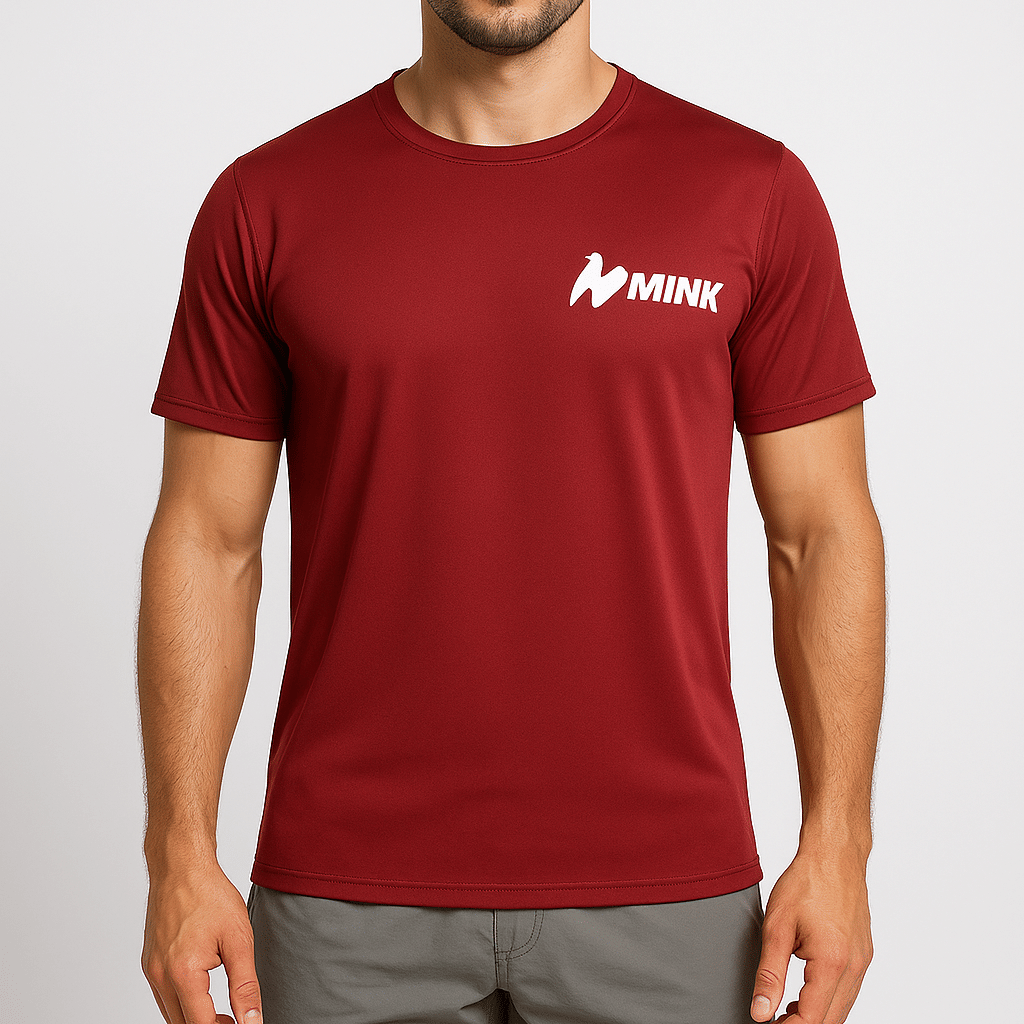 Men Solid Round Neck Polyester Maroon T-Shirt