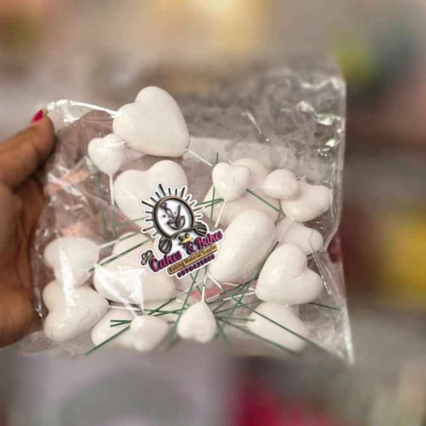 Heart White faux ball