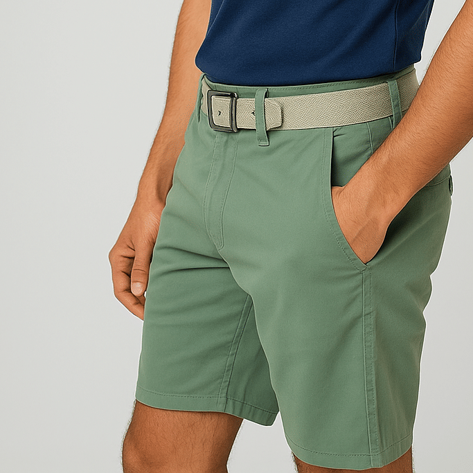 Solid Men Pista Green Chino Shorts