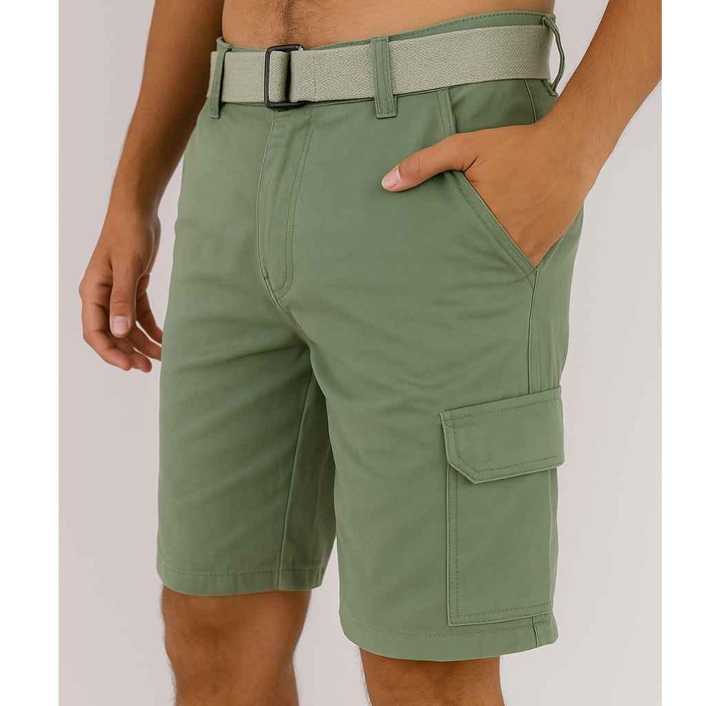 SIX POCKET PREMIUM CARGO HALF PANT PISTA GREEN