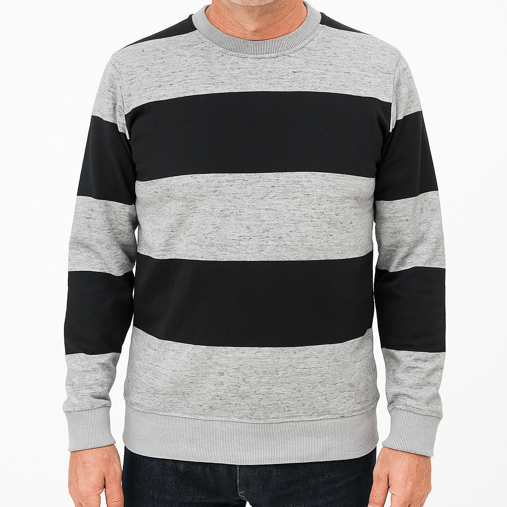 SWEAT SHIRT GREY BLACK ROUND NECK FULL SLEEVE