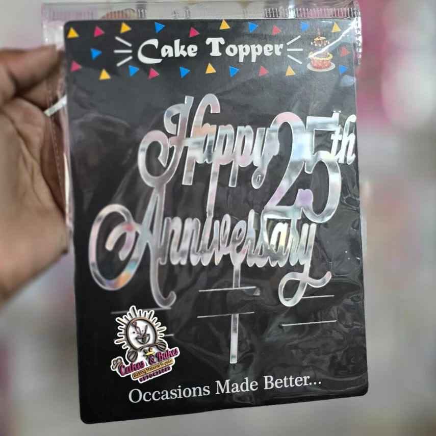 5 inch Happy 25th Anniversary(Silver) Topper