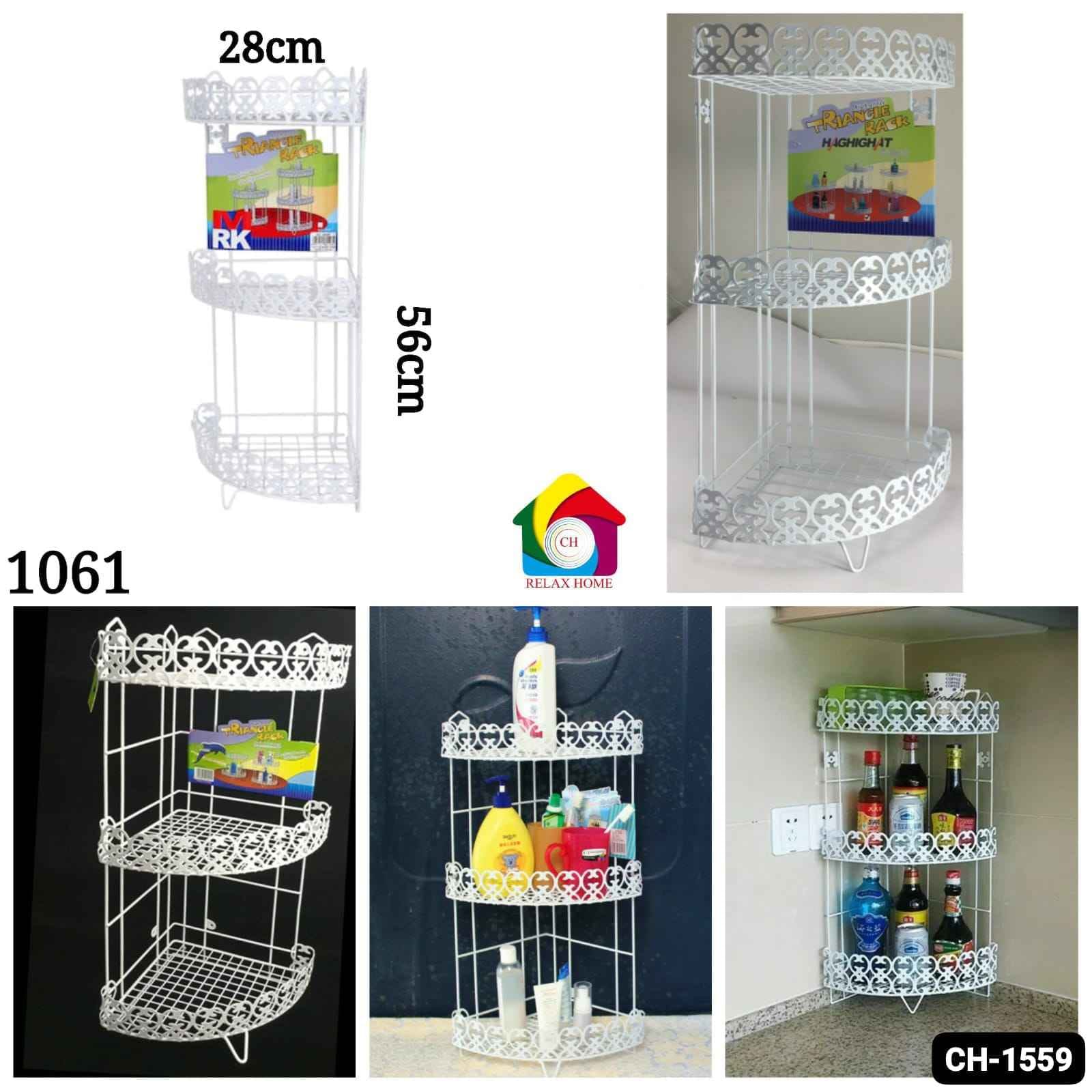 3Layer white kitchen Corner stand 1061