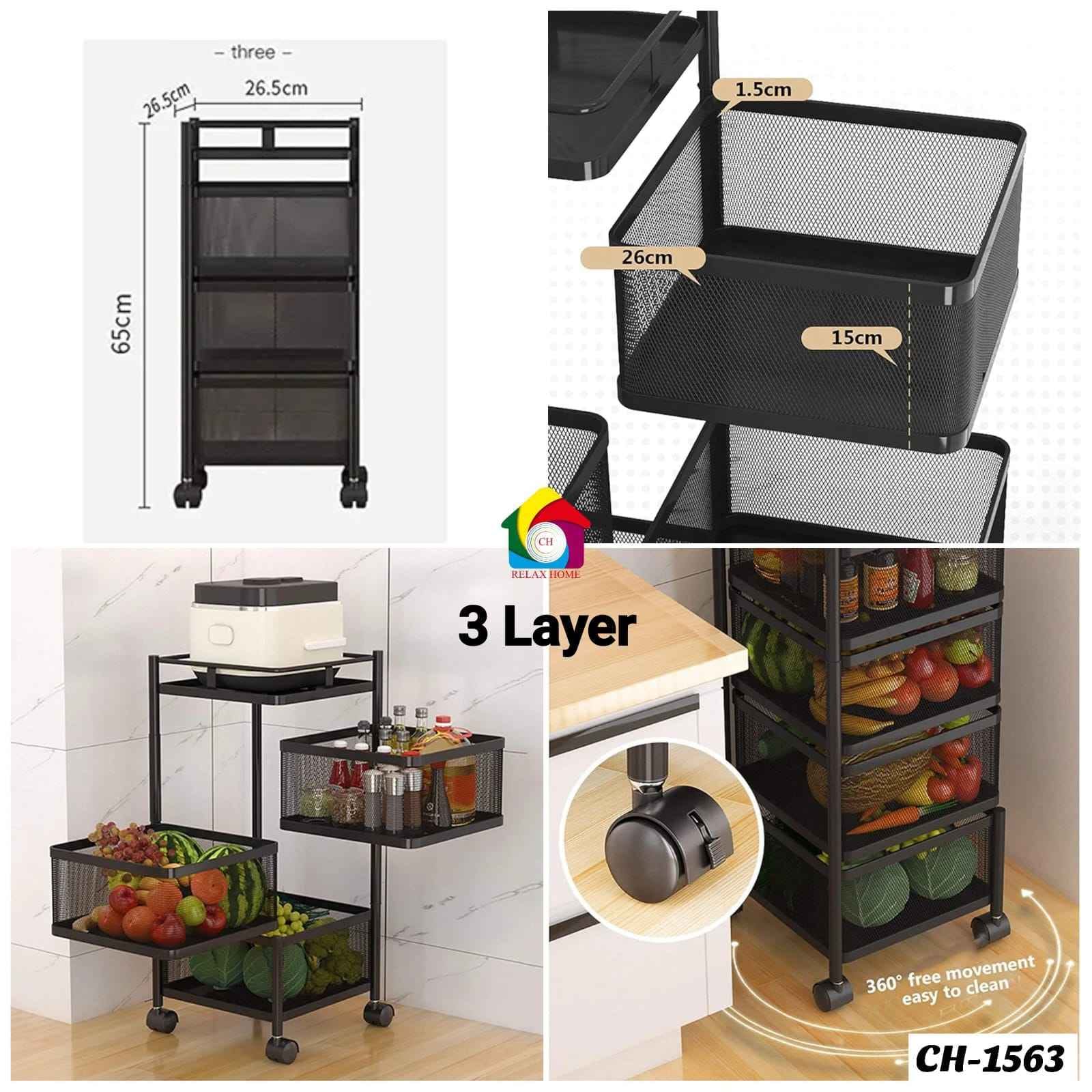 3layer metal kitchen shelf