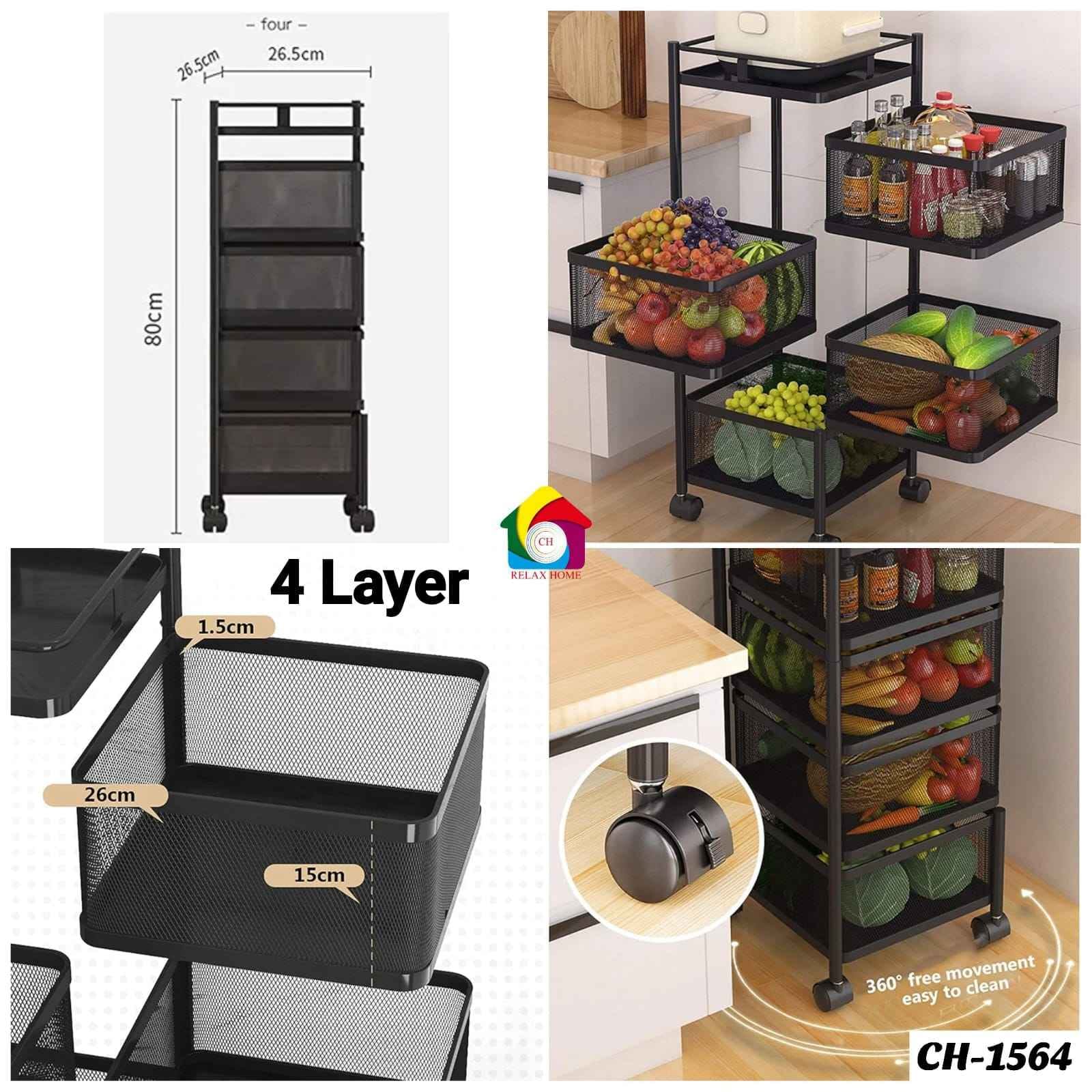 4layer metal kitchen shelf