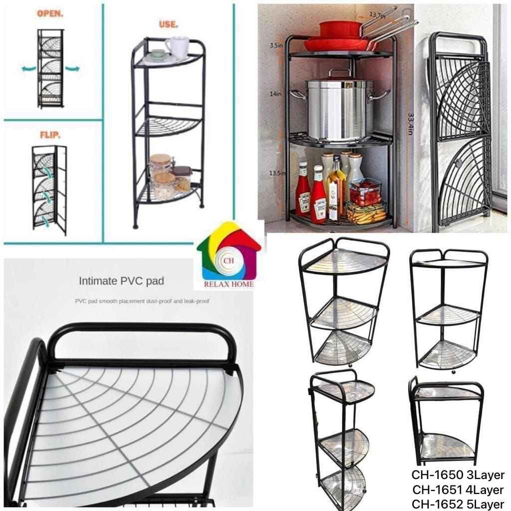 5layer folding metal cornar rack