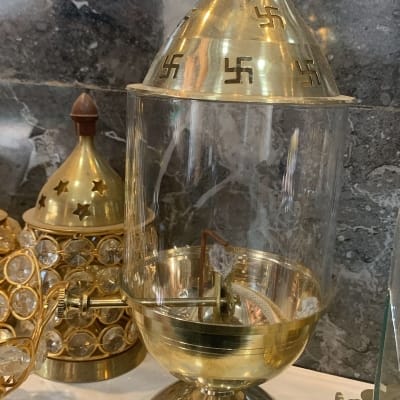 BRASS DIYA GLASS 2NUM.