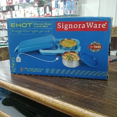 SIGNORA WARE EHOT ELECTRIC STEEL LUNCE BOX CAPACITY 350ML.350ML ITEM CODE 4551