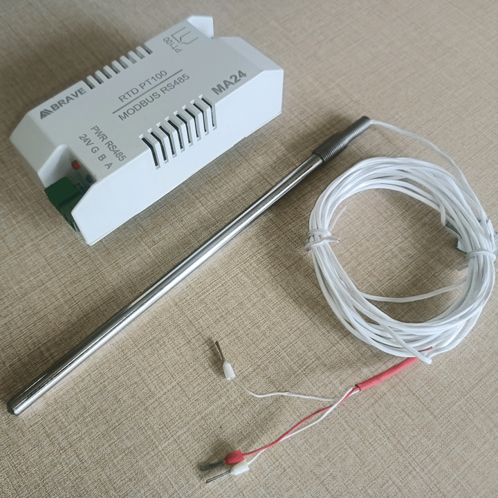 PT100 Sensor 3mtr With PT100 Temperature to Modbus RS485 Module (MA24)