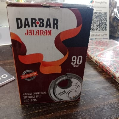 DARBAR JALARAM 90 MM 4 BRASS DIMPLE KEYS STAINLESS STEEL DISC LOCKS