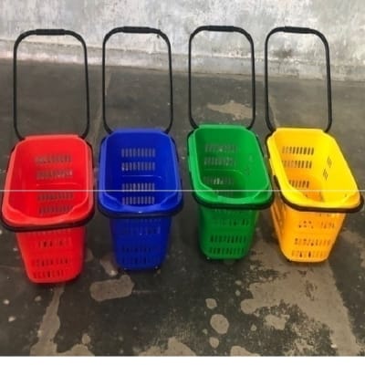 PVC Trolley Basket (40L , Four Wheels Basket Trolley in Hybrid Quality in Durable)